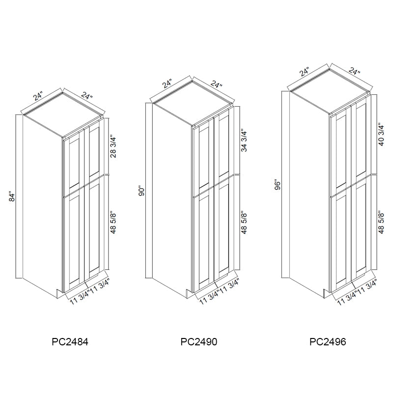 Domain Cabinets PC3090-VBL-NG Havana Blanco 30" x 90" With 4 Doors and 6 Shelves White Wooden Double Pantry Cabinet