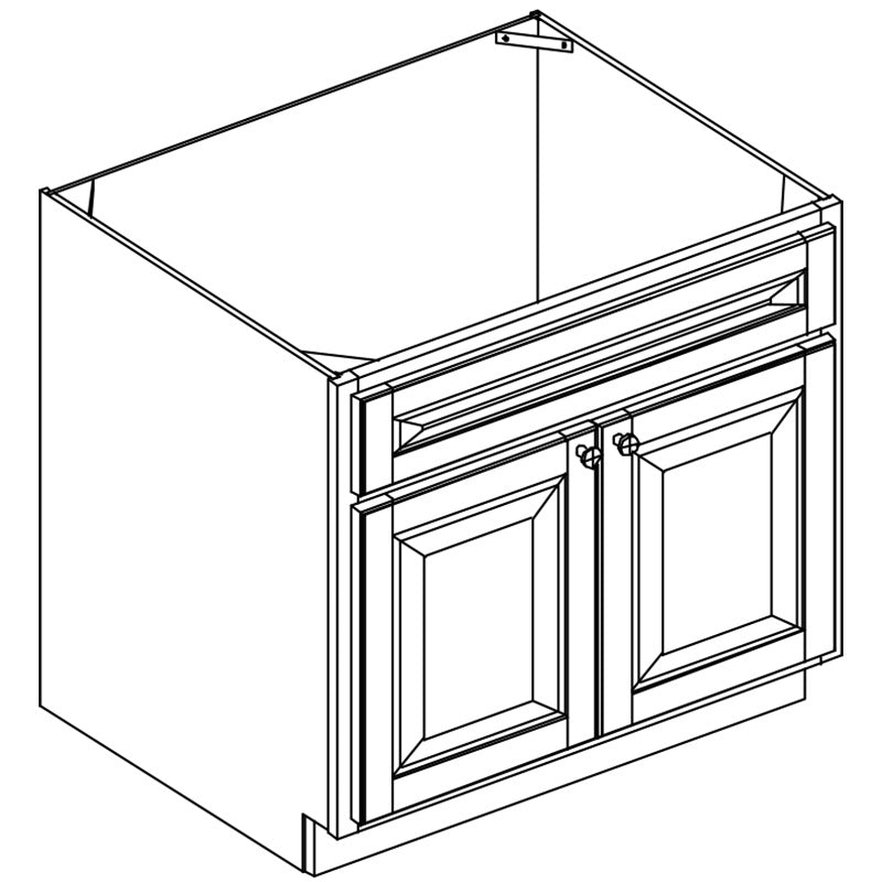 Domain Cabinets SB36-AMO-BK American 36" x 35" With 2 Doors Oak Wooden Sink Base Cabinet