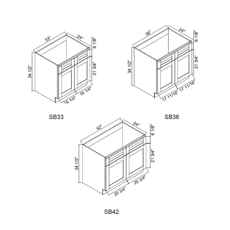 Domain Cabinets SB42-EWS-NG Elegant Shaker 42" x 35" With 2 Doors White Wooden Base Cabinet