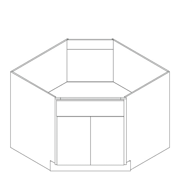 Domain Cabinets SBCD42-VIG-VW Valleywood 42" x 35" With 2 Doors and 1 False Front Dusky Gray Wooden Diagonal Corner Sink Base Cabinet