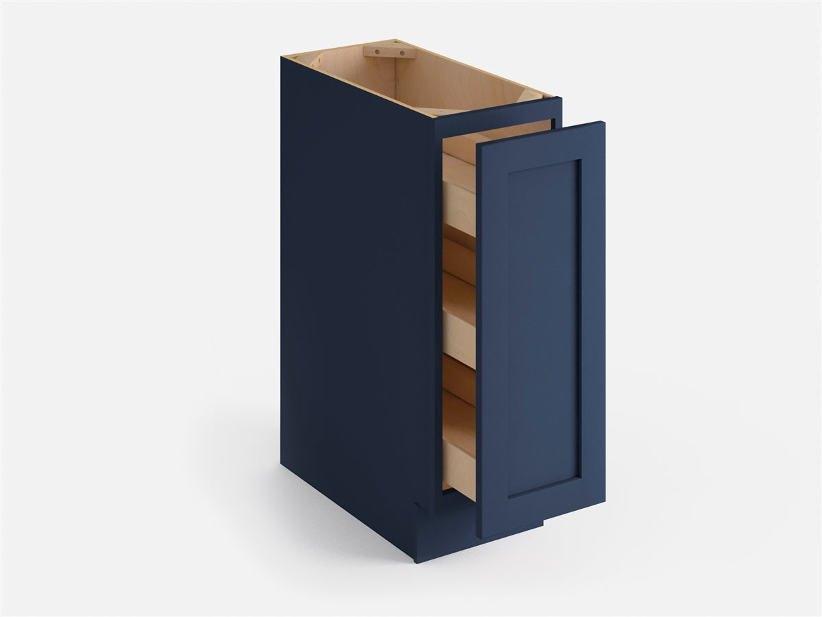 Domain Cabinets SR12-MBF-VW Valleywood 12" x 35" With 1 Drawer Marine Blue Wooden Spice Rack Drawer Cabinet