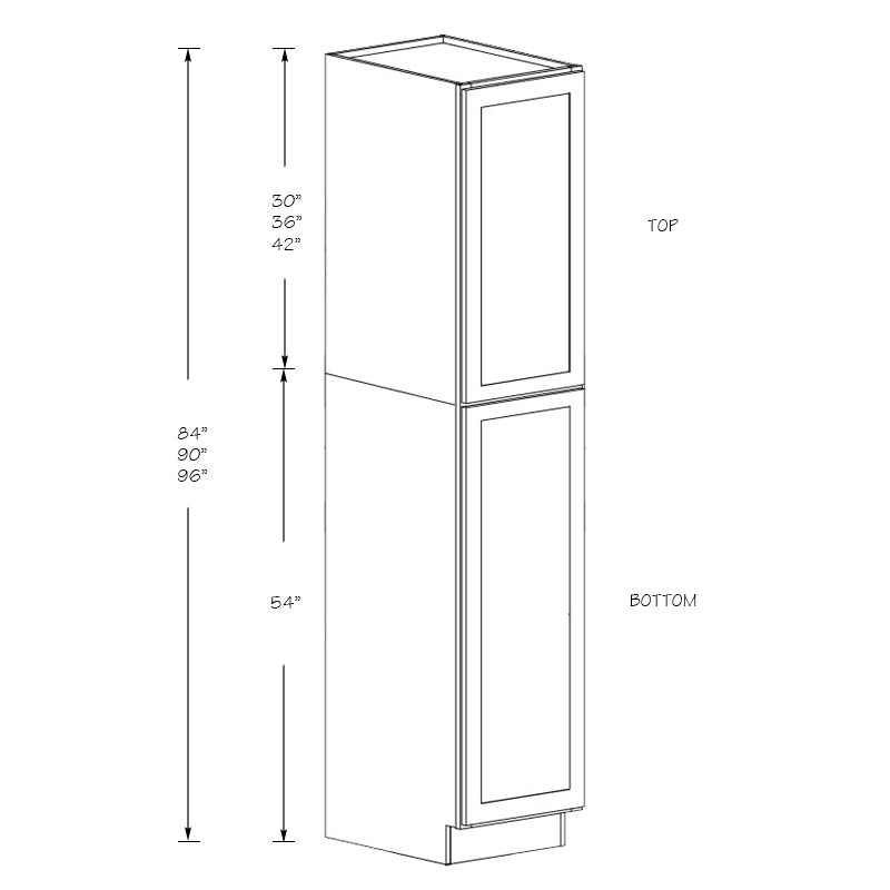 Domain Cabinets U185424-AIW-SD Alton 18" x 54" With 1 Door Ivory White Wooden Single Pantry Bottom Cabinet