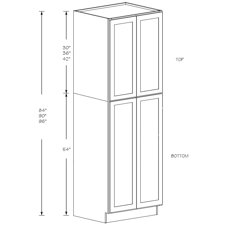 Domain Cabinets U244224-CPW-SD Charleston 24" x 42" With 2 Doors and 3 Shelves Pure White Wooden Top Double Pantry Cabinet