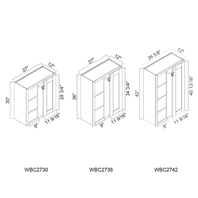 Domain Cabinets WBC2742-SWS-NG Supreme 27" x 42" With 1 Door and 2 Shelves White Wooden Wall Blind Corner