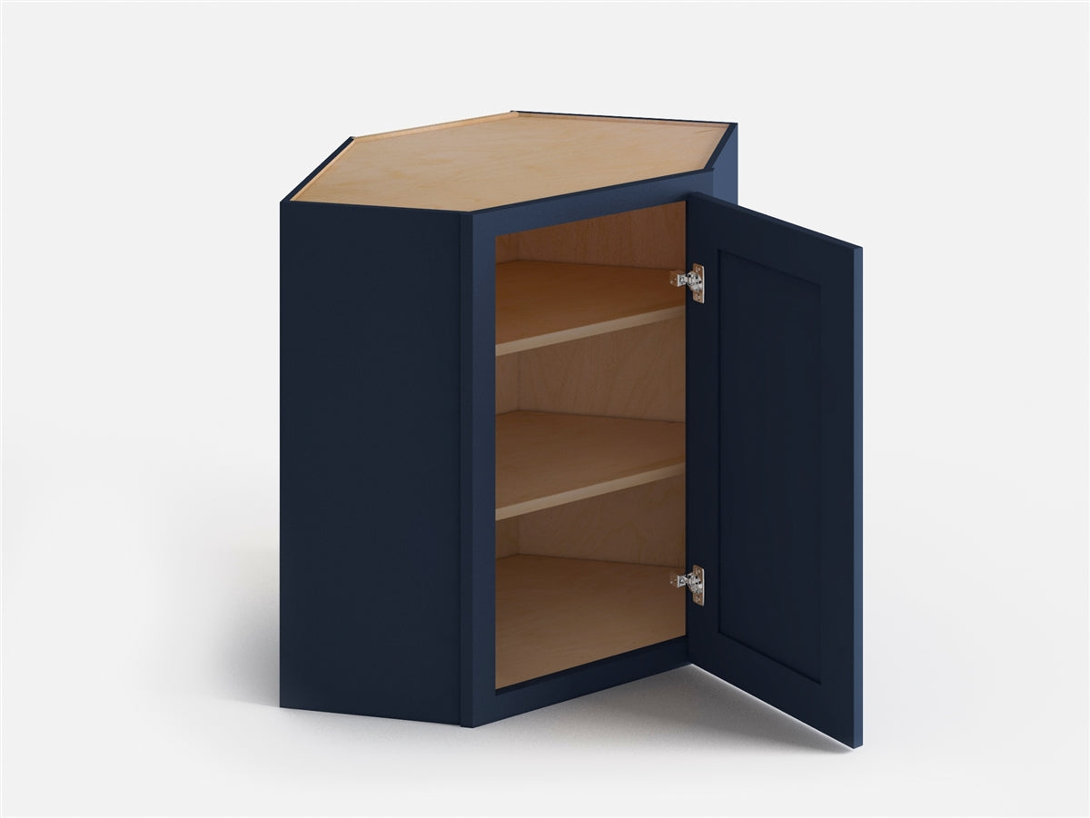 Domain Cabinets WD2442-MBF-VW Valleywood 24" x 42" With 1 Door and 2 Shelves Marine Blue Wooden Wall Diagonal Corner Cabinet