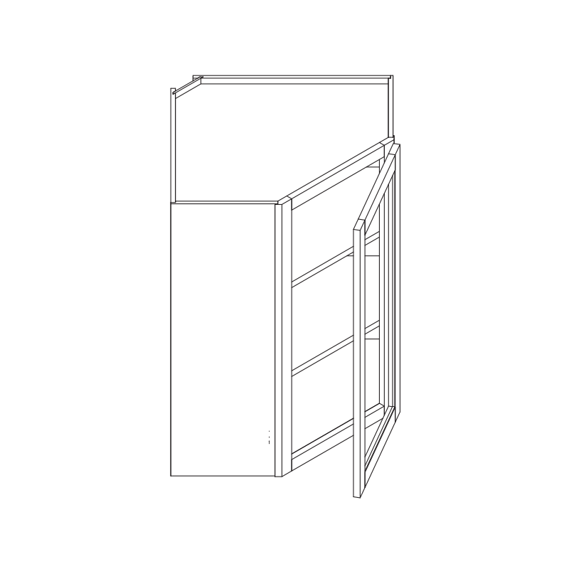 Domain Cabinets WGDC2430-KGS-BC Kingston 24" x 30" With 1 Door and 2 Shelves Gray Wooden Wall Diagonal Cabinet