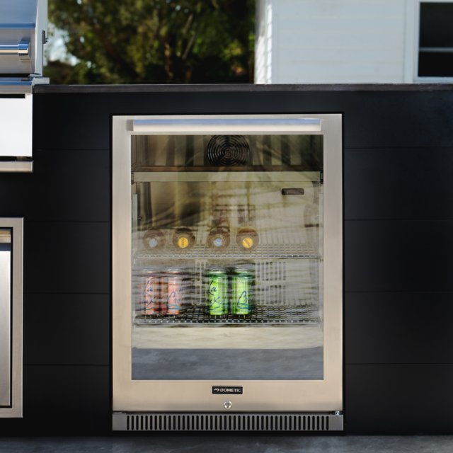 Dometic E-Series 24" Glass Front Outdoor Beverage Center With Lock & Reversible Hinge