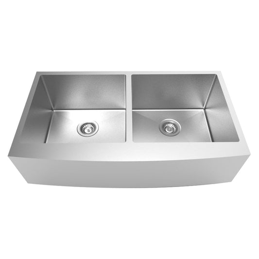 Duko Haystack 36" x 20" Stainless Steel Double Bowl Farmhouse Sink With Apron Front
