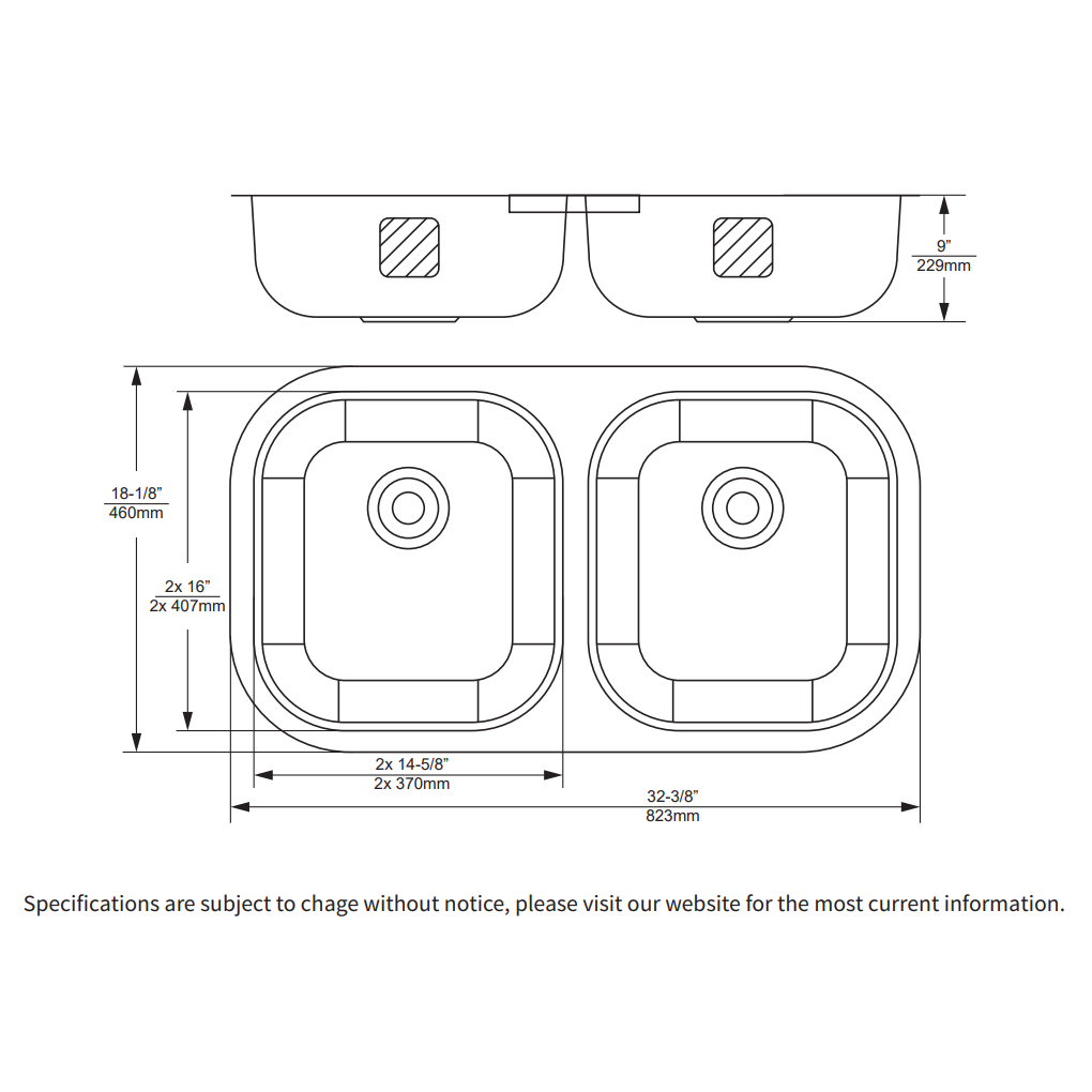 Duko Puer 32" x 18" Stainless Steel Double Bowl Undermount Sink