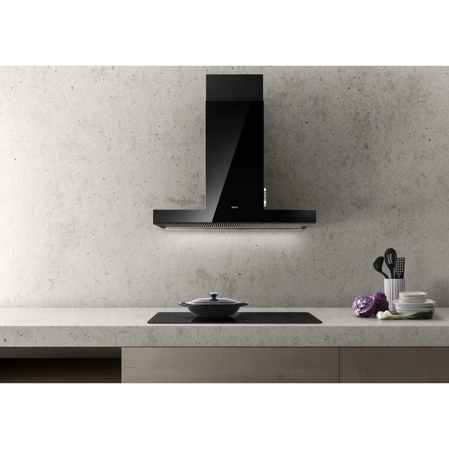 Elica Haiku 36" Ultra Transparent Black 3-Speed Sensitive Touch Glass Wall Mount Range Hood