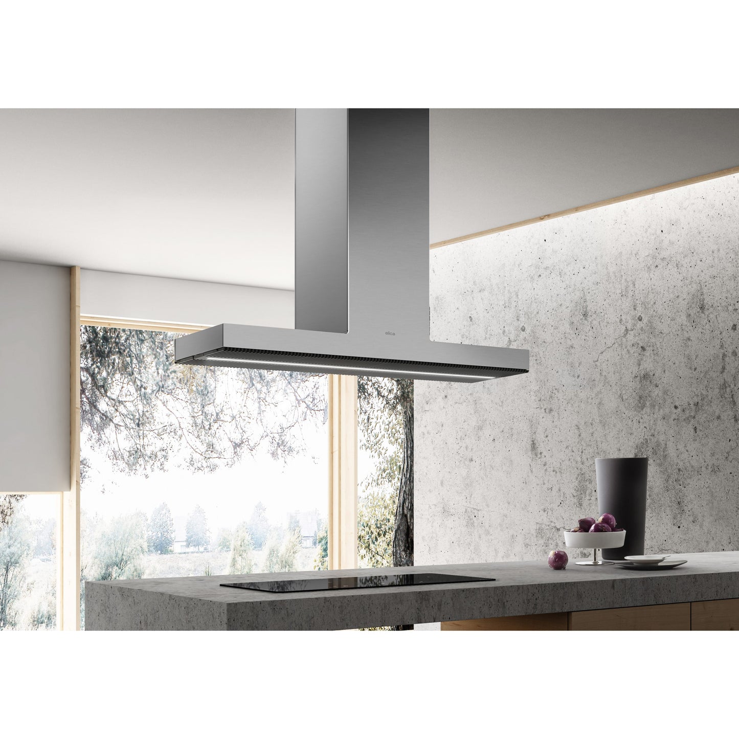 Elica Haiku Island 48" Stainless Steel 3-Speed Sensitive Touch Island Range Hood