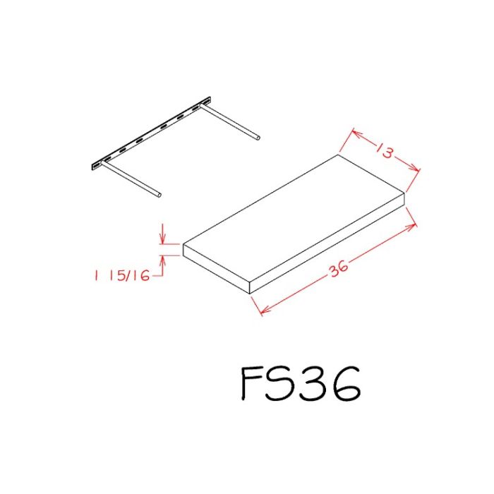 Euro Cafe 36" Floating Wall Shelf