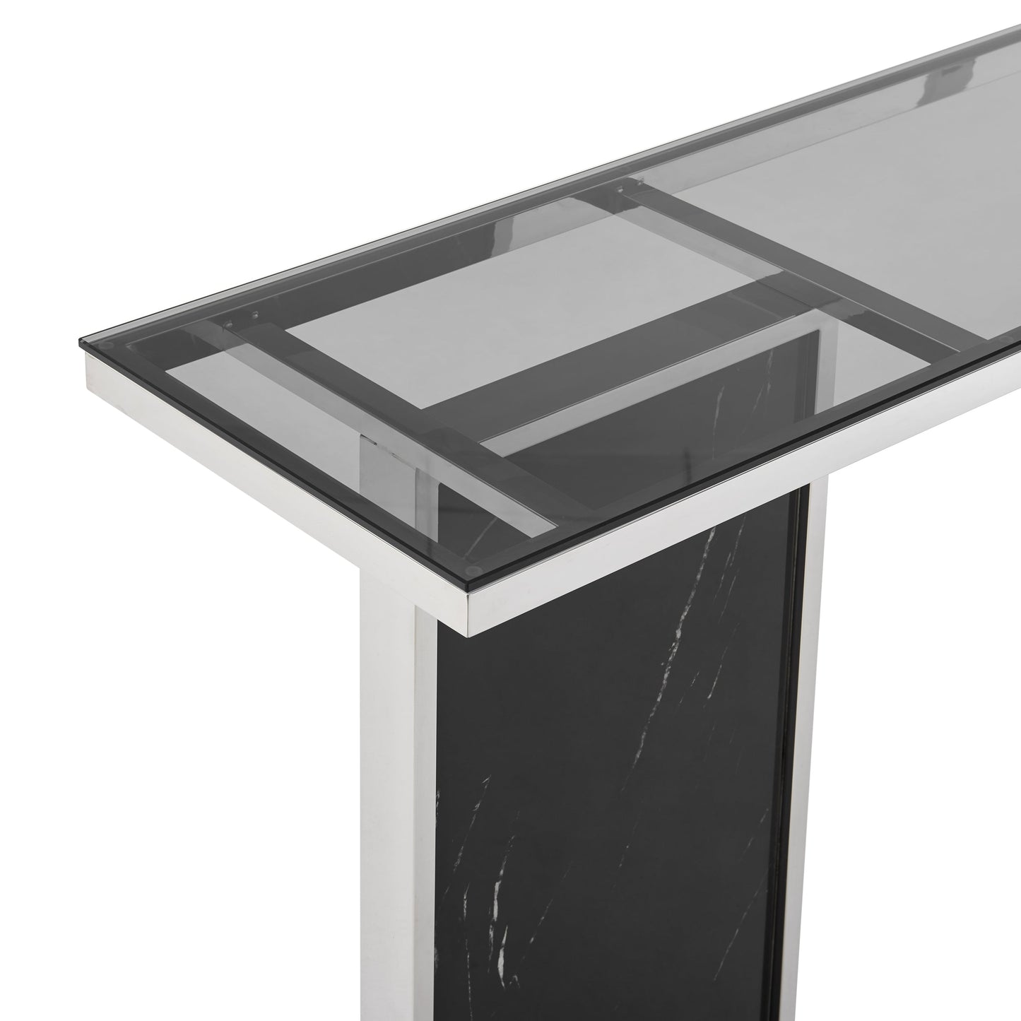 Finesse Decor Monolith Chic Black Marble Console Table