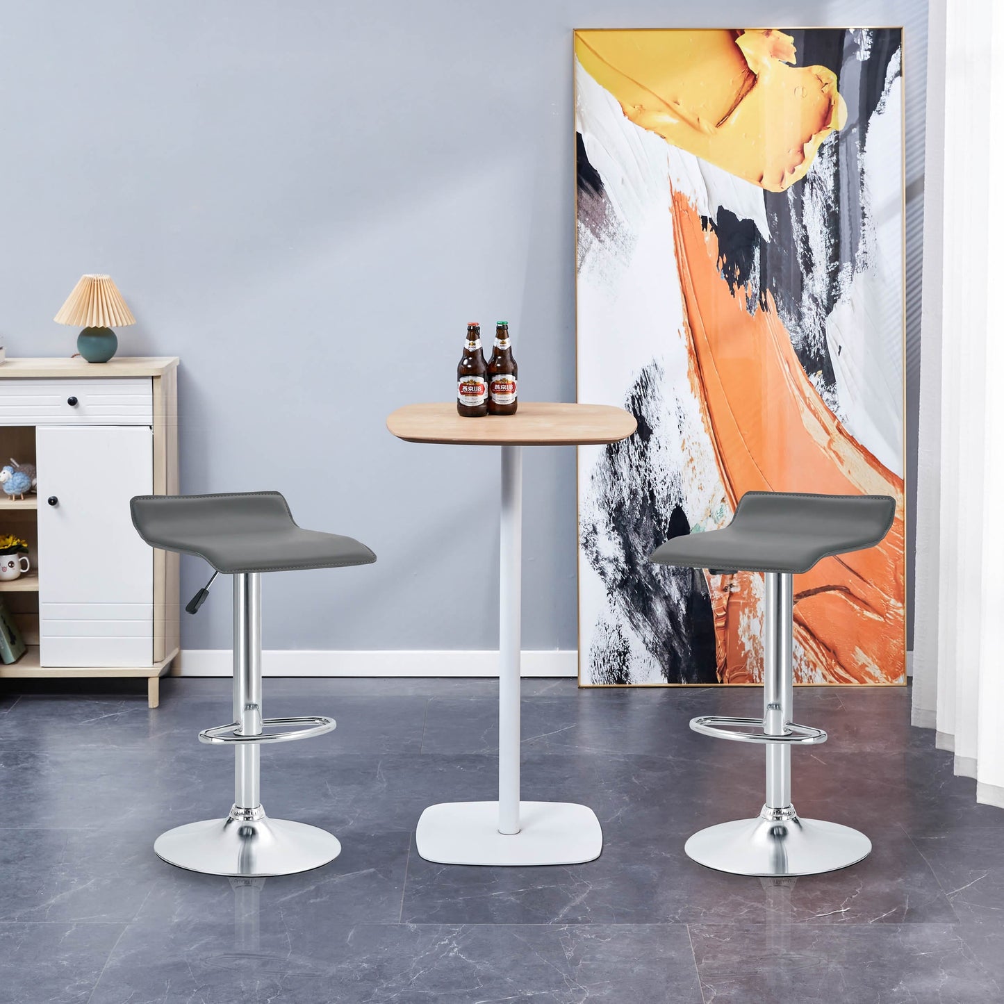 Finesse Decor Zenith Chrome Elegance Gray Counter Stools - Set of 2