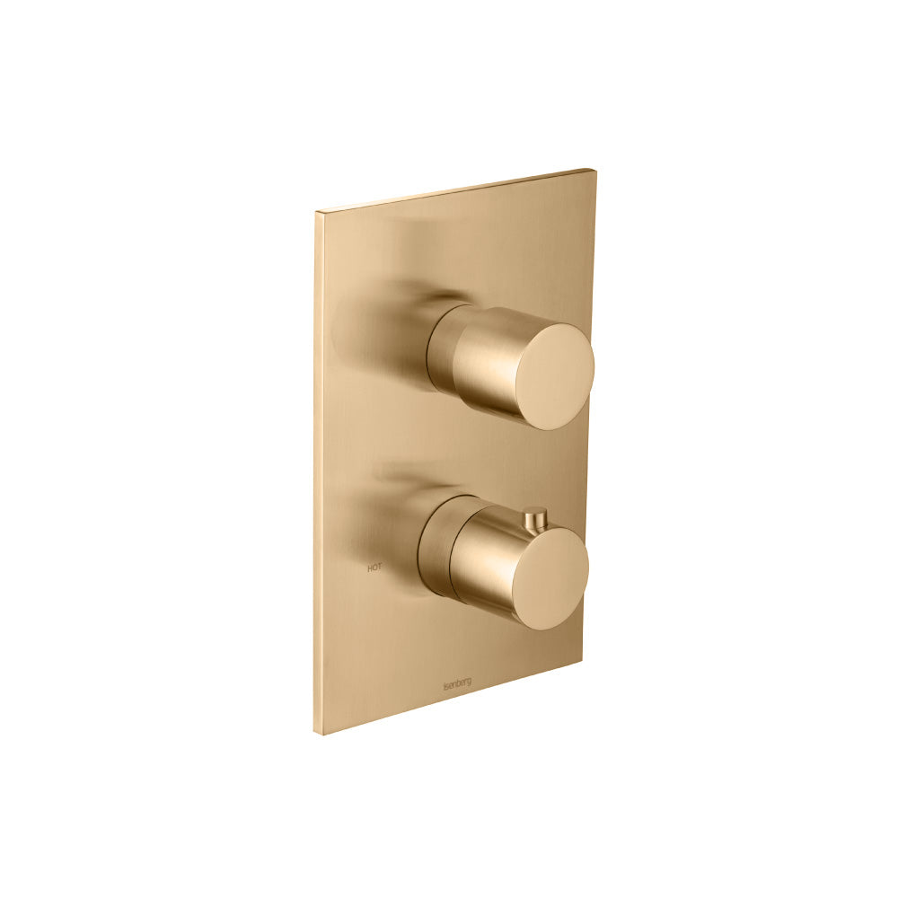 Flusso Faucets 3/4" Brushed Bronze PVD Thermostatic Valve & Trim - With 2-Way Diverter - 2 Output