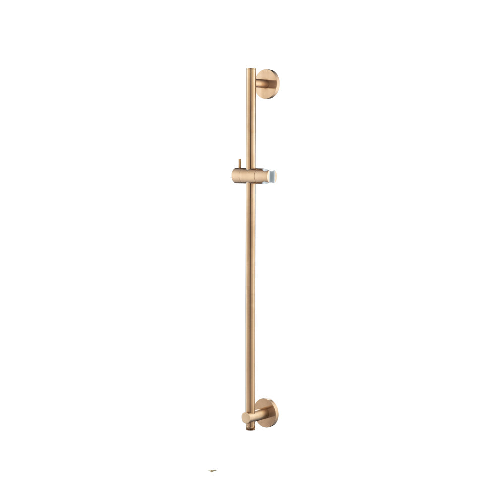 Flusso Faucets Brushed Bronze PVD Shower Slide Bar With Integrated Wall Elbow