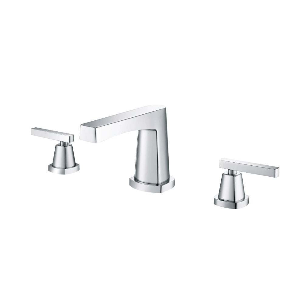 Flusso Faucets Chrome Three Hole 8" Widespread Two Handle Bathroom Faucet