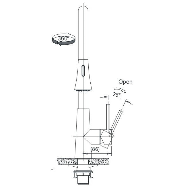 Flusso Faucets Klassiker Zest 18" Single Hole Matte Black Stainless Steel Pull-Down Kitchen Faucet With Dual Function Sprayer