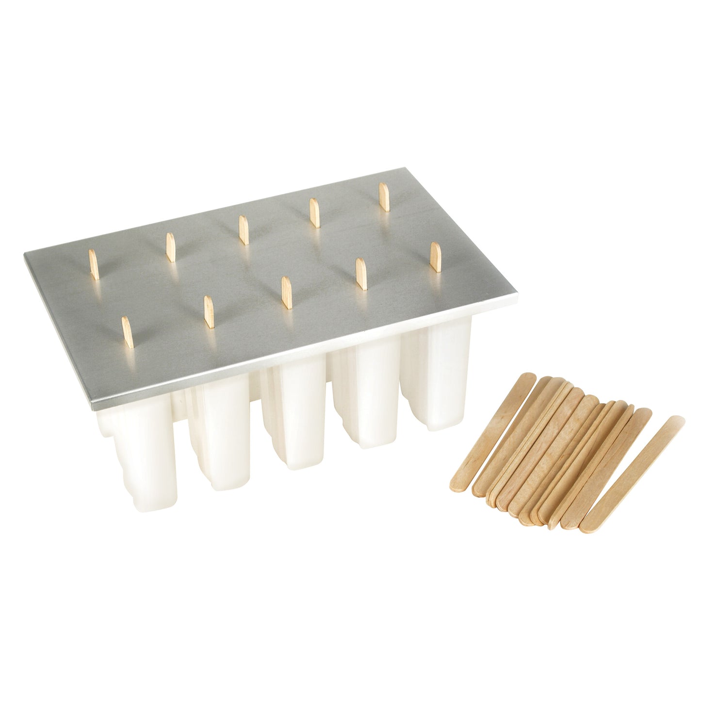 Fox Run Frozen Popsicle Maker Ice Pop Mold With 24 Wooden Popsicle Sticks - (16 Pieces)