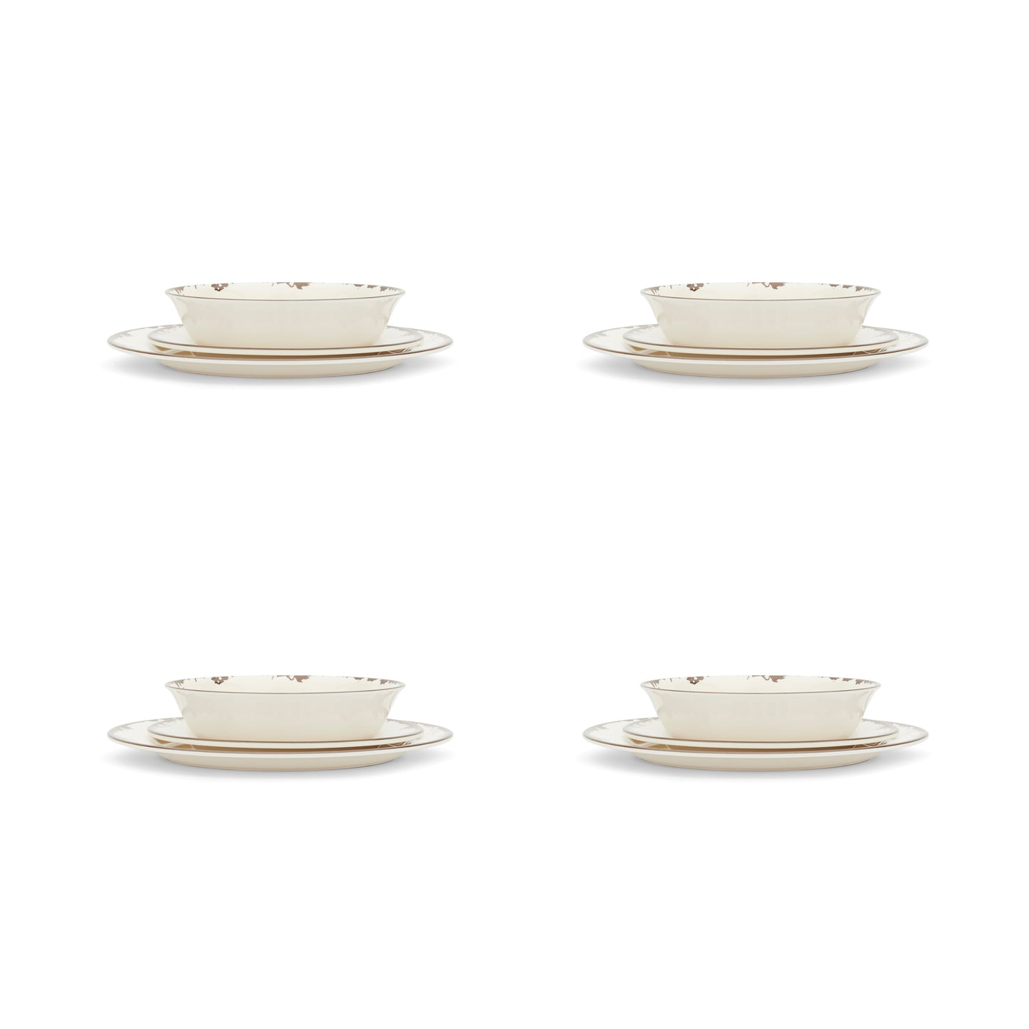 Fox Run Melamine Dinnerware Set, 12-Piece, Service for 4 - Ivory - (10 Sets)