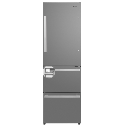 Galanz 351L Stainless Steel 3-Door Bottom Mount Refrigerator With Built-In Ice Maker - GLR12BS2K16