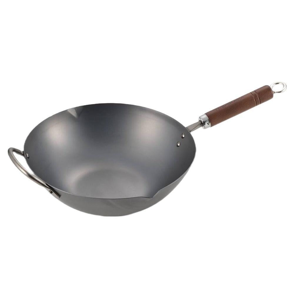 Ginkgo International Yoshikawa 12" Classic Black Carbon Steel Beijing Wok