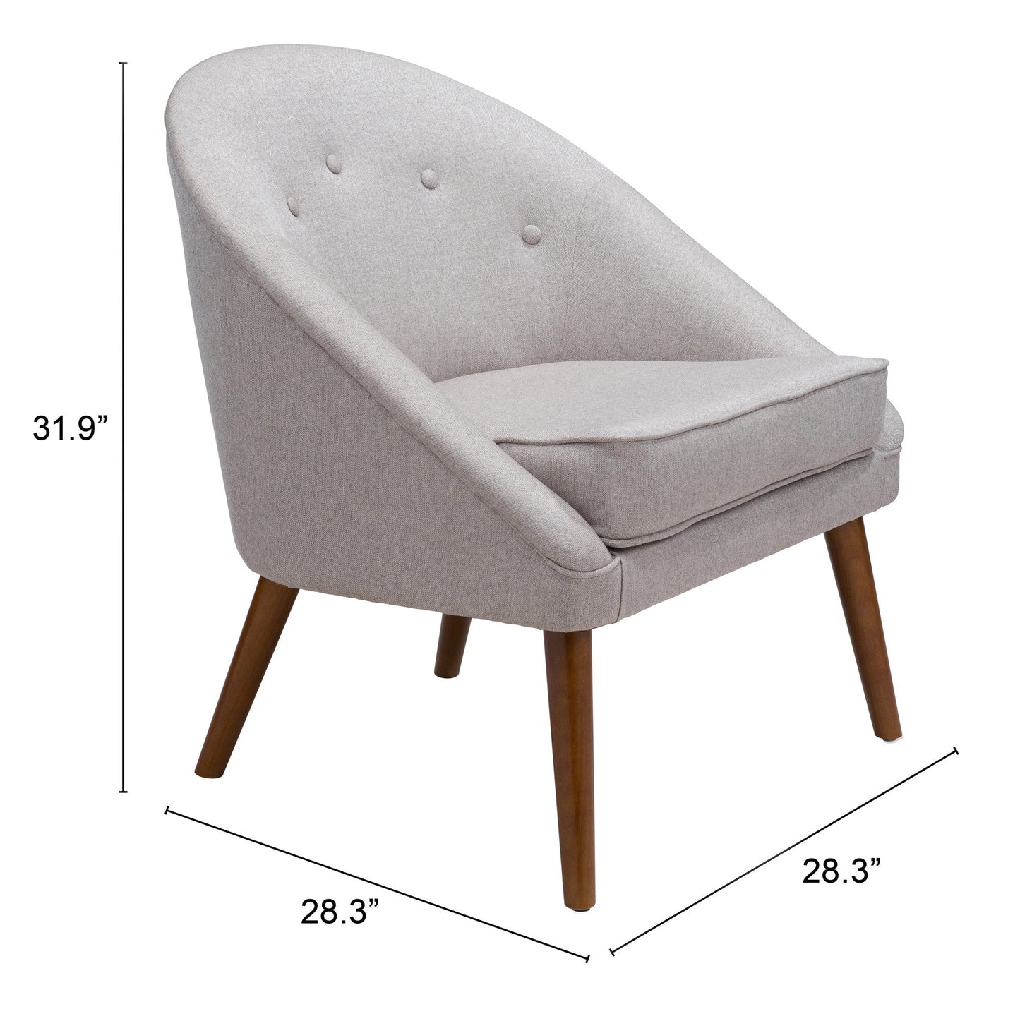HomeRoot Wooden Deep Chair in Light Gray Finish