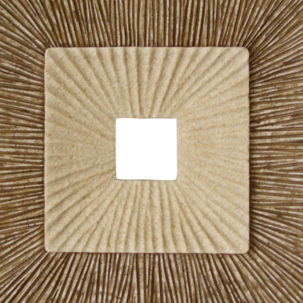 HomeRoots 1 x 26 x 26 Brown Concave Square Double Layer Ribbed Wall Plaque