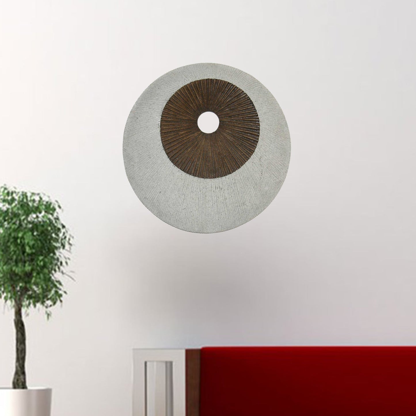 HomeRoots 1 x 26 x 26 Brown & Gray Round Double Layer Ribbed Wall Decor