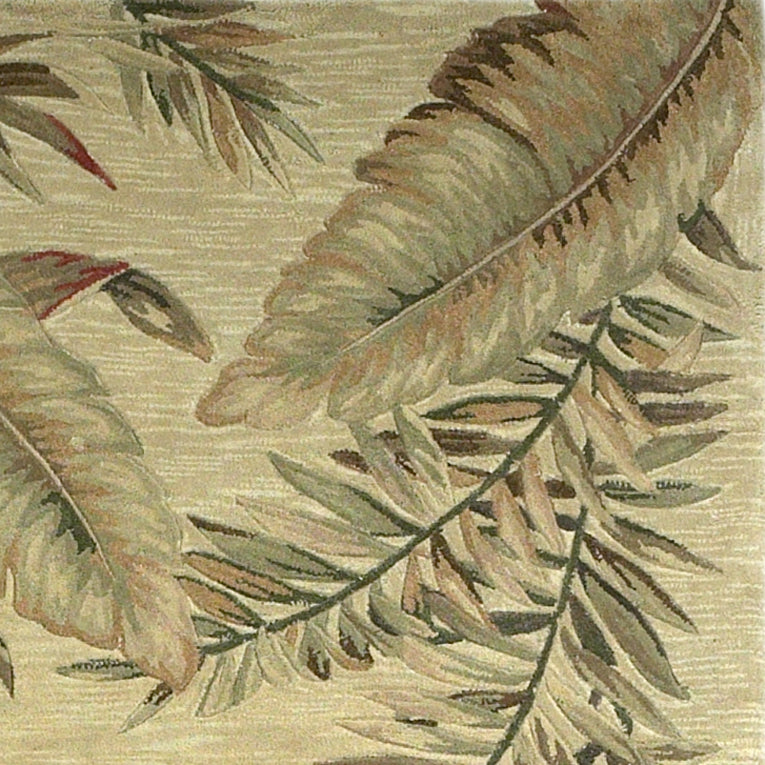 HomeRoots 10' Ivory Hand Tufted Tropical Leaves Indoor Runner Rug