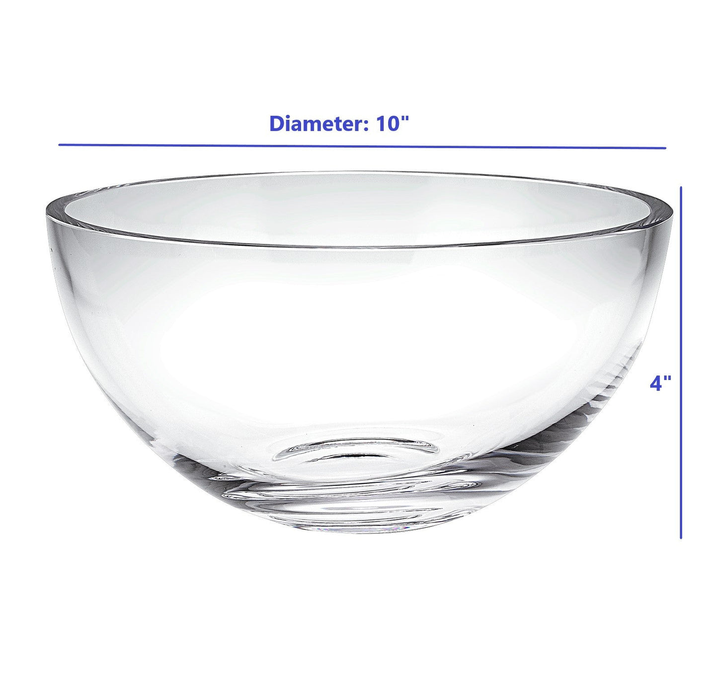 HomeRoots 10" Mouth Blown Glass Salad or Fruit Bowl
