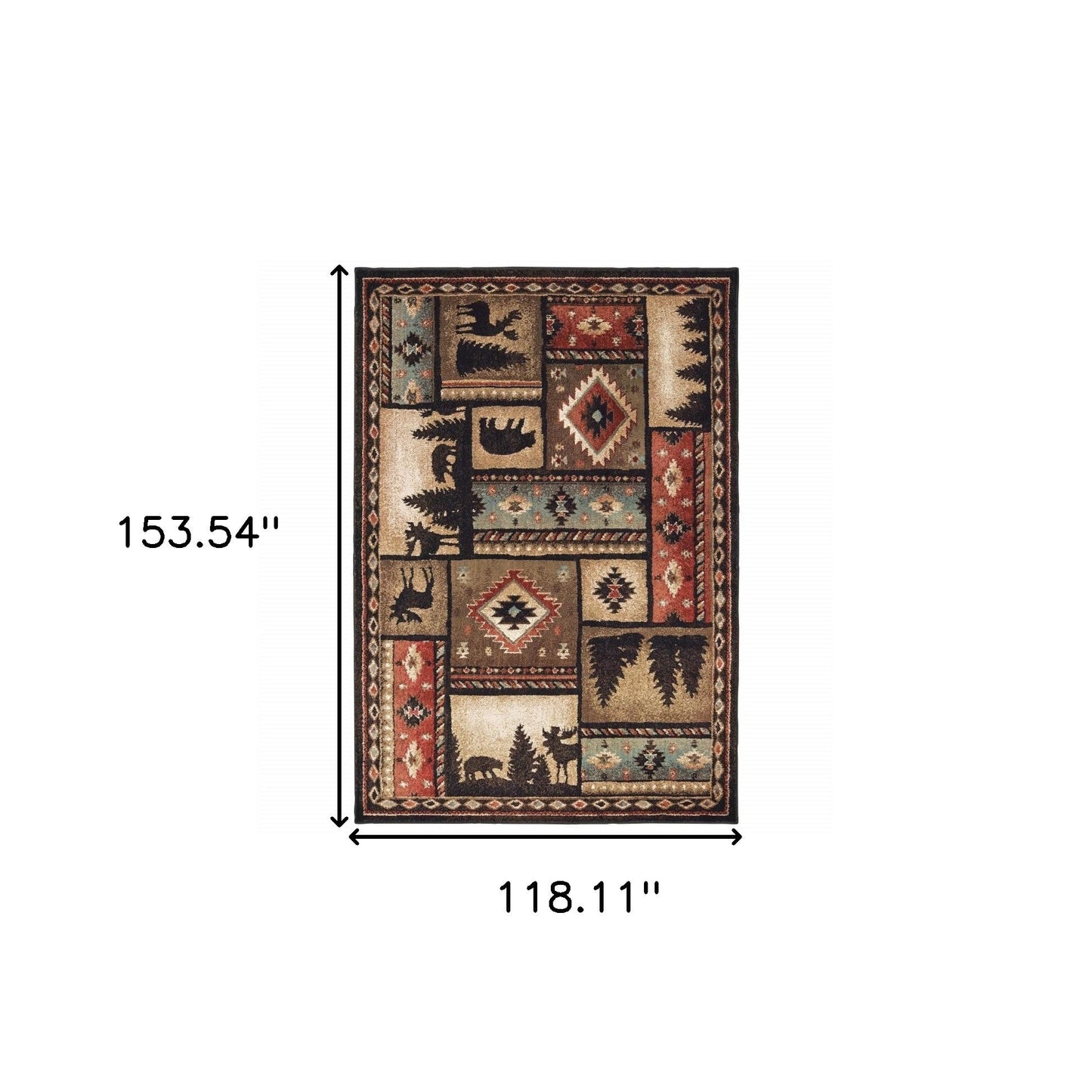 HomeRoots 10' x 13' Black and Brown Nature Lodge Area Rug