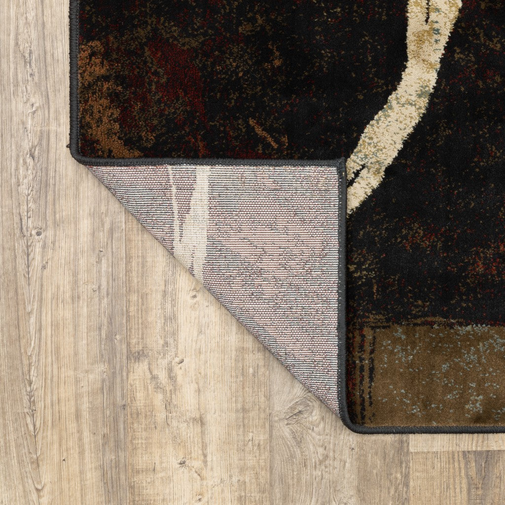 HomeRoots 10' x 13' Brown and Black Abstract Geometric Area Rug