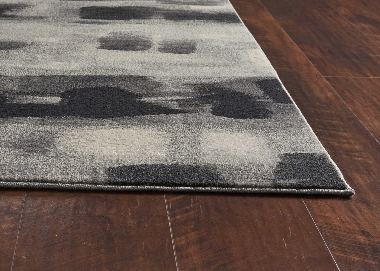 HomeRoots 10' x 13' Shades of Grey Machine Woven Abstract Brushstroke Indoor Area Rug