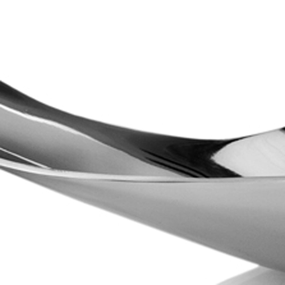HomeRoots 10" x 20" x 3" Talla Cut Edge Oval Tray in Buffed Finish