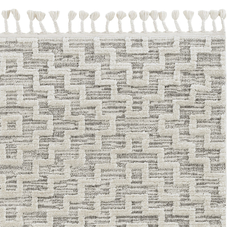 HomeRoots 105" x 156" Ivory Grey Polyester Rug