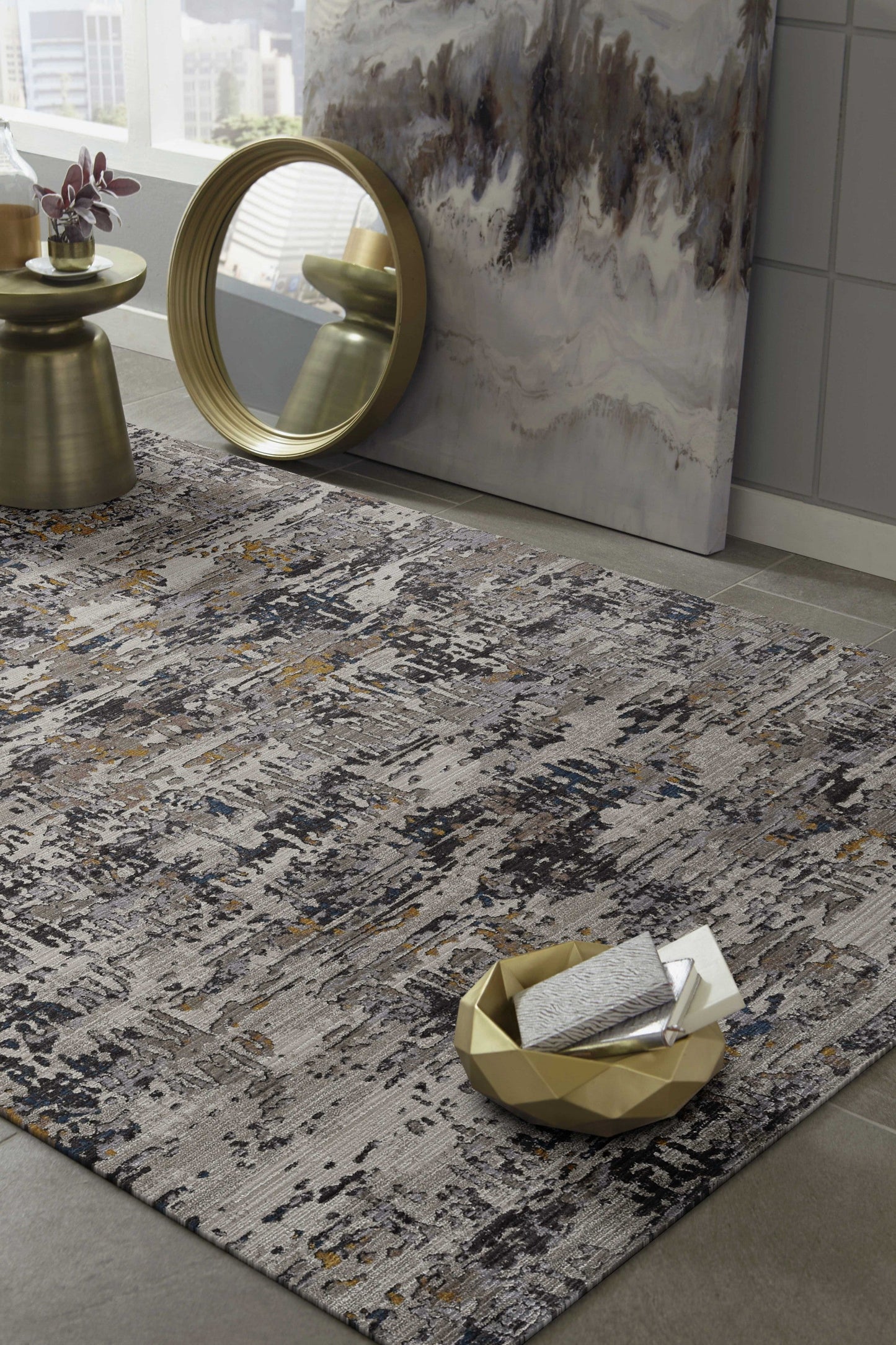 HomeRoots 106" x 158" Grey Polyester Rug