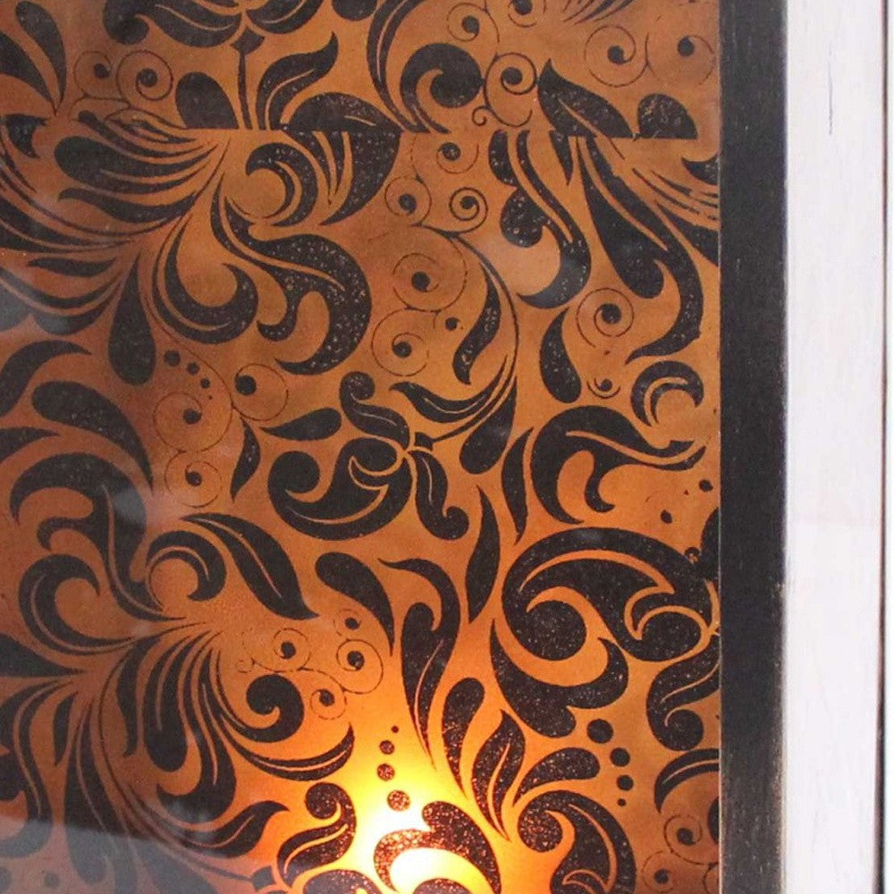 HomeRoots 10.25 x 10.25 x 18 Brown Vintage Floral Pattern - Candle Holder