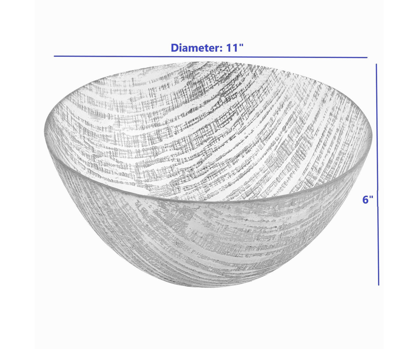 HomeRoots 11-Hand Crafted Glass Silver Accent Salad or Serving Bowl