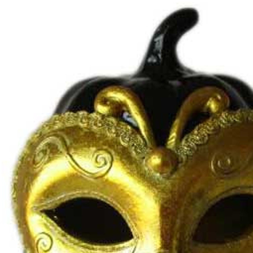 HomeRoots 11" LED Gold Mask On Black Jack-O-Lantern