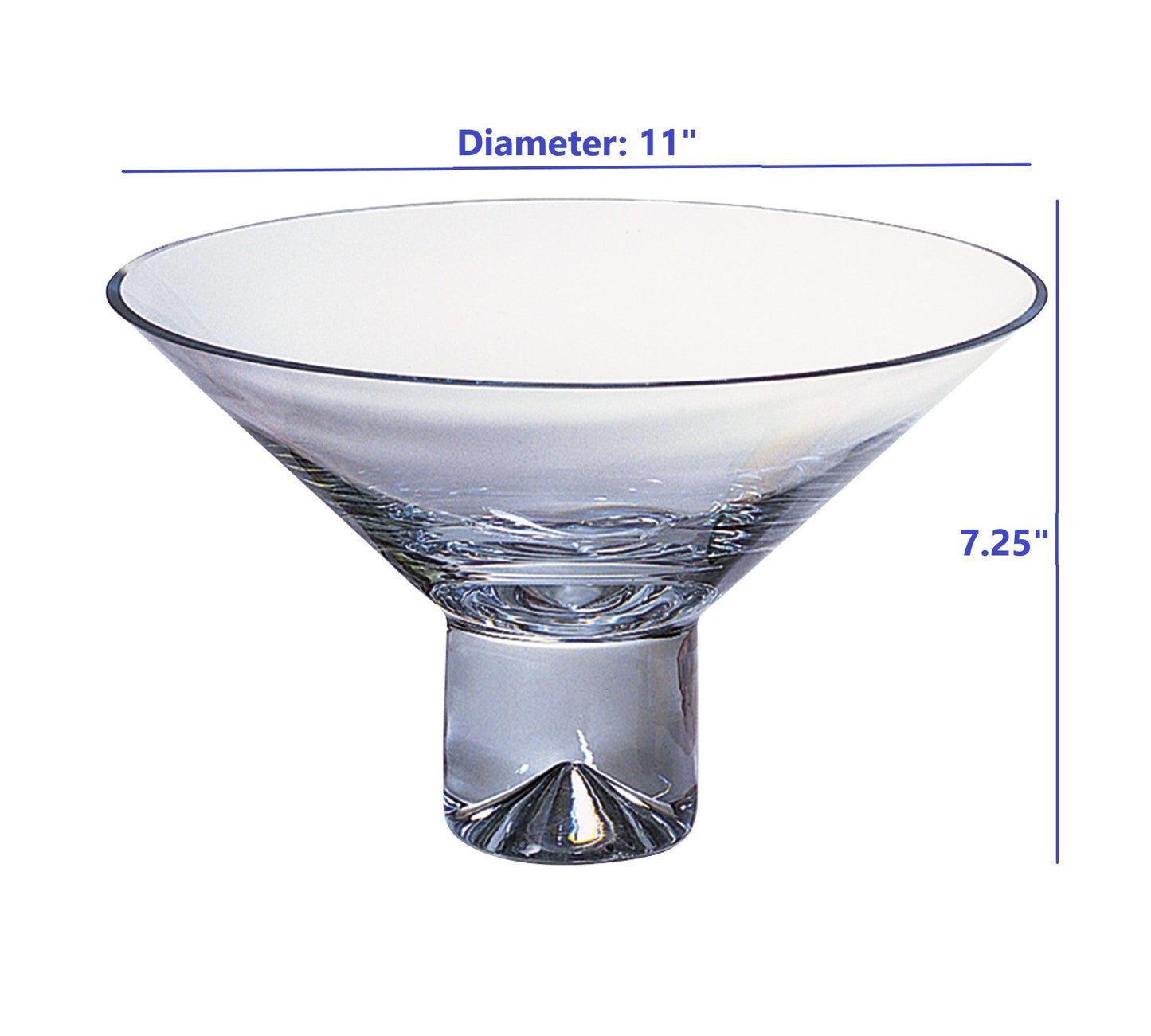 HomeRoots 11" Mouth Blown Crystal Centerpiece or Fruit Bowl