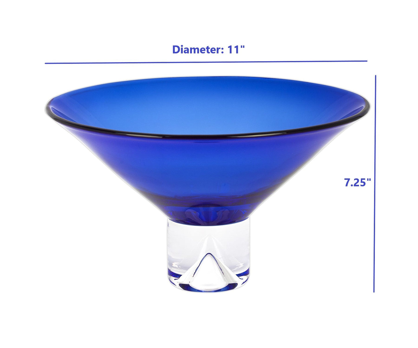 HomeRoots 11-Mouth Blown Crystal Cobalt Blue Centerpiece Bowl