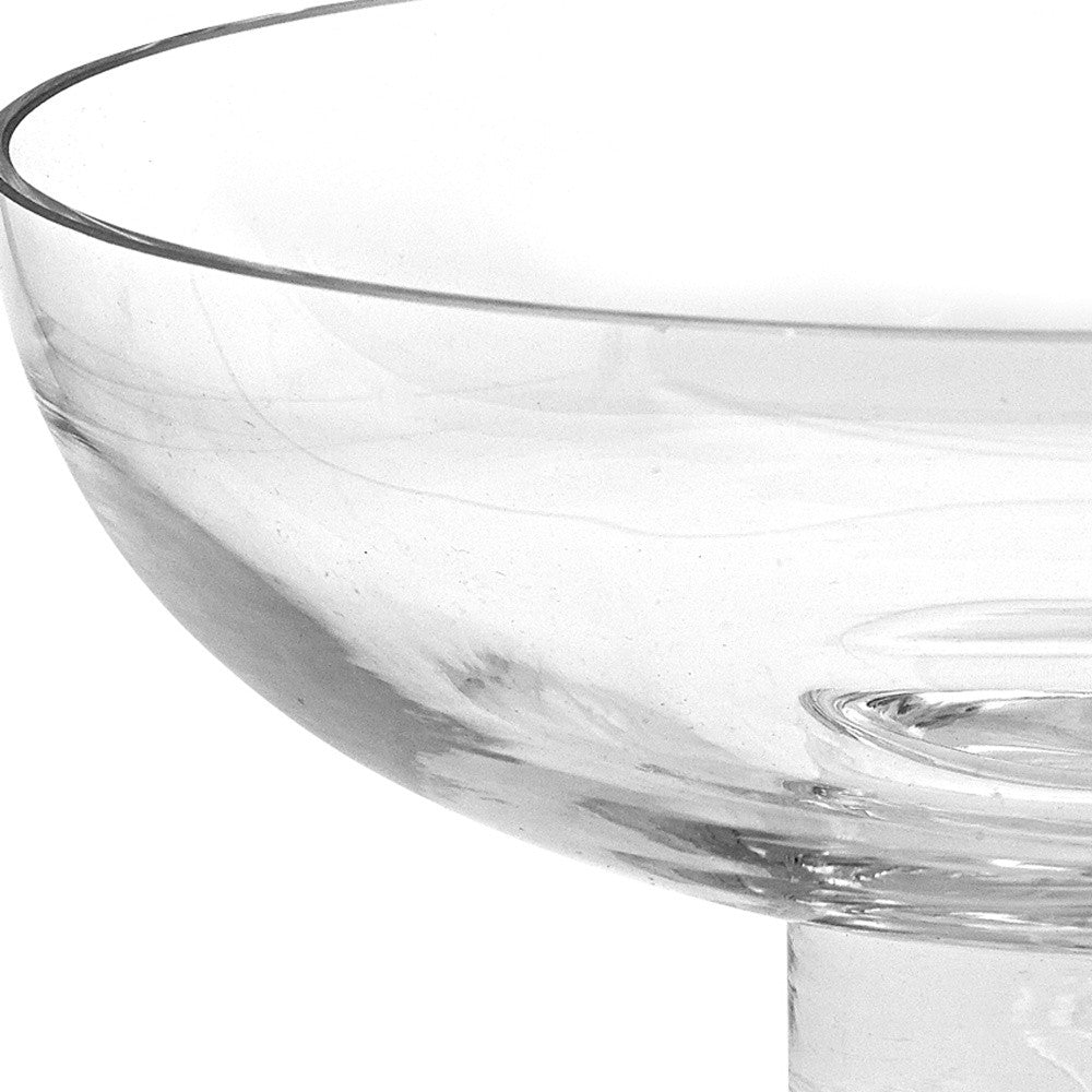 HomeRoots 11" Mouth Blown Deep Pedestal Glass Centerpiece Bowl