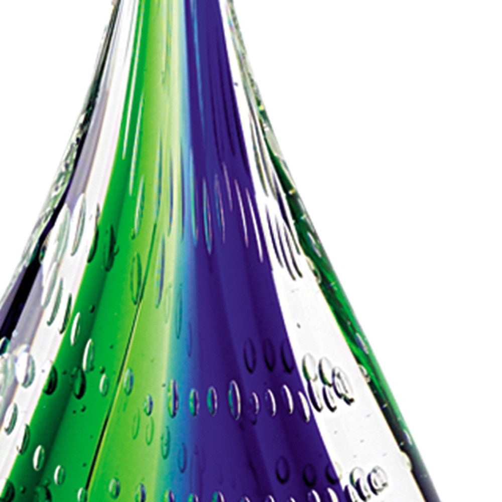 HomeRoots 11 Mouth Blown Teardrop Centerpiece on Crystal Base