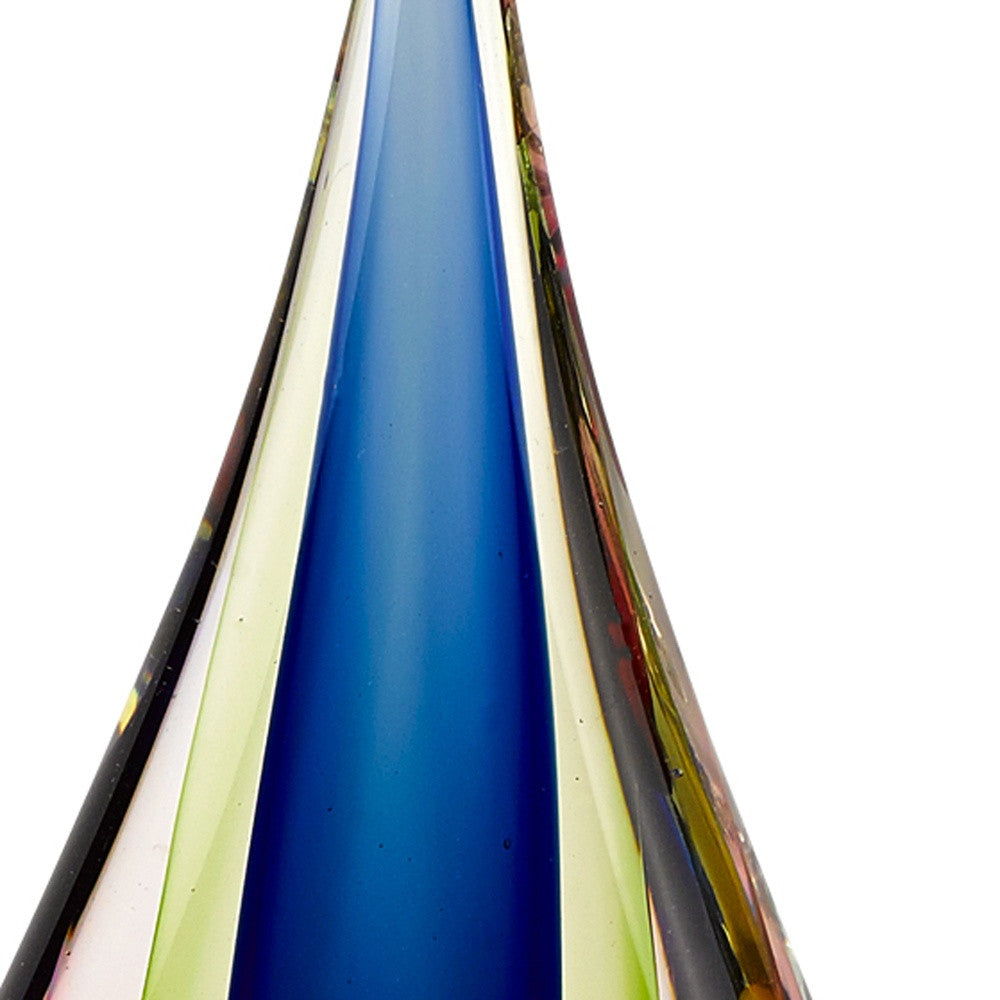HomeRoots 11 Mouth Blown Teardrop Centerpiece on Crystal Base