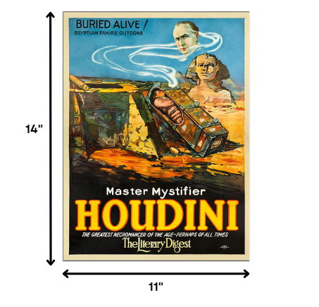 HomeRoots 11" x 14" Master Mystifier Houdini Vintage Magic Poster Wall Art