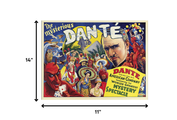 HomeRoots 11" x 14" The Mysterious Dante Vintage Magic Poster Wall Art