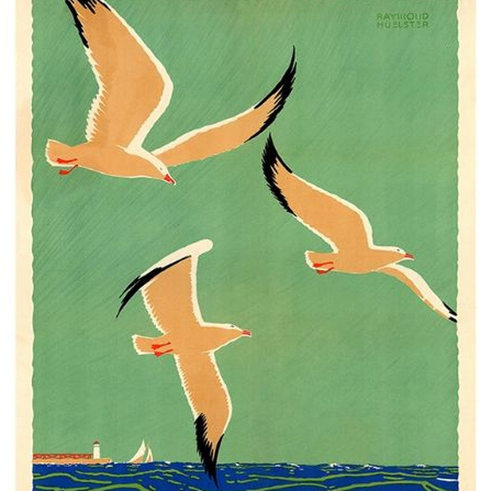 HomeRoots 12" x 18" Birds Over Lake Michigan c1929 Vintage Travel Poster Wall Art