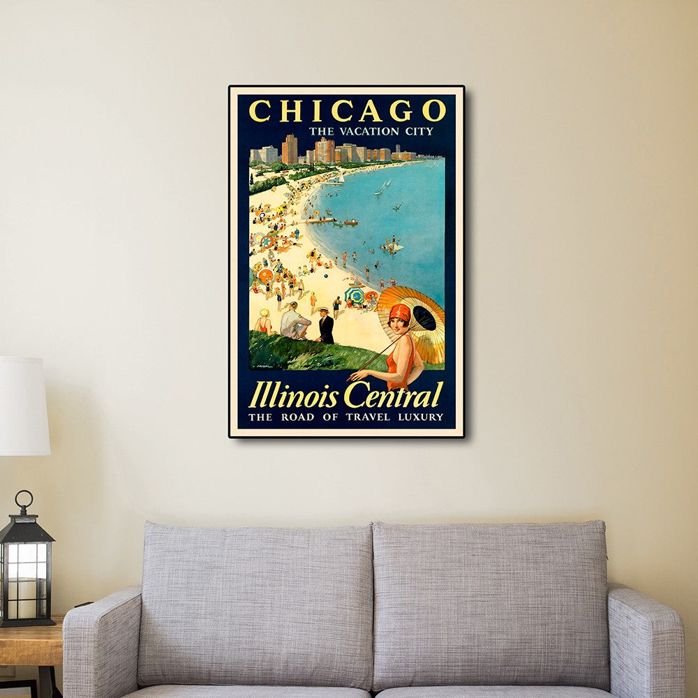 HomeRoots 12" x 18" Vintage 1929 Chicago Vacation Travel Poster Wall Art