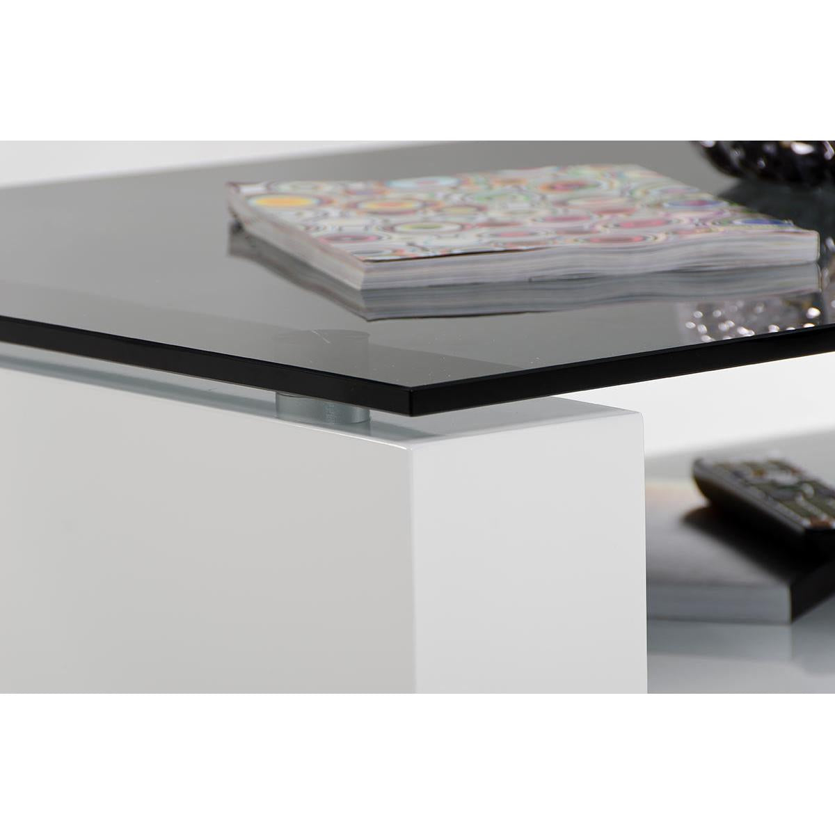 HomeRoots 13' Glass Steel and MDF Coffee Table